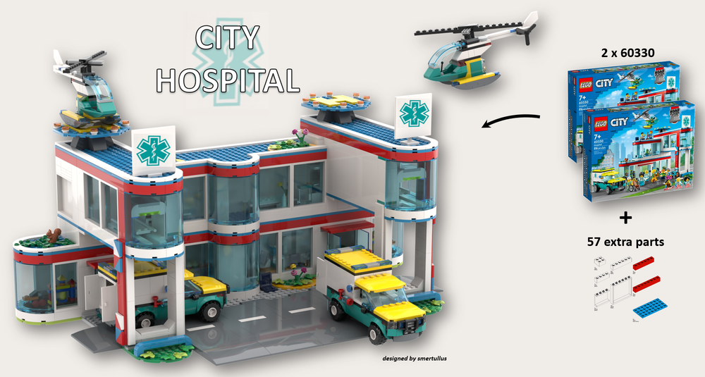 Lego Moc City Hospital - Lego Moc Of Set 60330 By Smertullus | Rebrickable  - Build With Lego