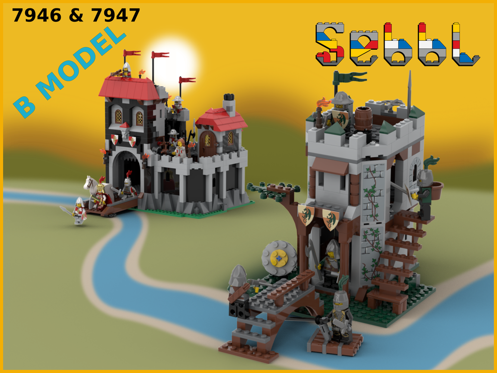 LEGO MOC Black Castle and River Fortress 7946 and 7947 by sebbl Rebrickable - Build with LEGO