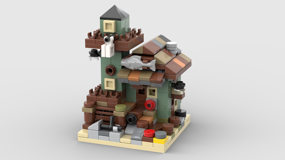Lego Moc Mini Modular 21310 Old Fishing Store By Christromans | Rebrickable  - Build With Lego