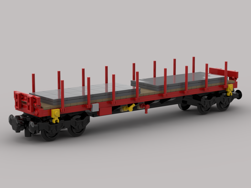 LEGO MOC Flat freight wagon (Flachwagen) Typ Rs DB Cargo with load. by Mario´s Klemmbaustein Eisenbahn | Rebrickable - Build with LEGO
