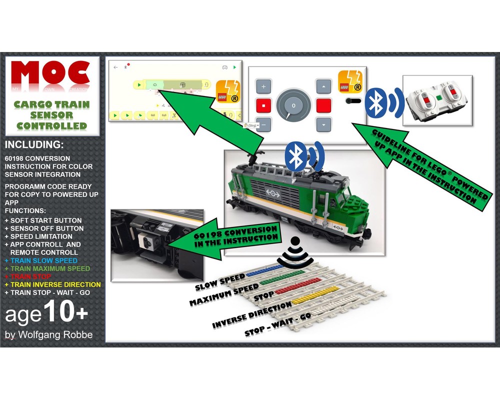 LEGO MOC Cargo Train 60198 with Colour Sensor update and LEGO MOC Cargo Train 60198 with Colour Sensor update and