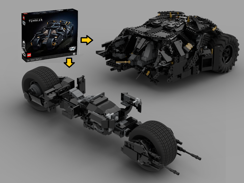 LEGO MOC UCS Batpod And Damaged Tumbler The Dark Knight by CreationCaravan (Brad Barber) | Rebrickable with LEGO