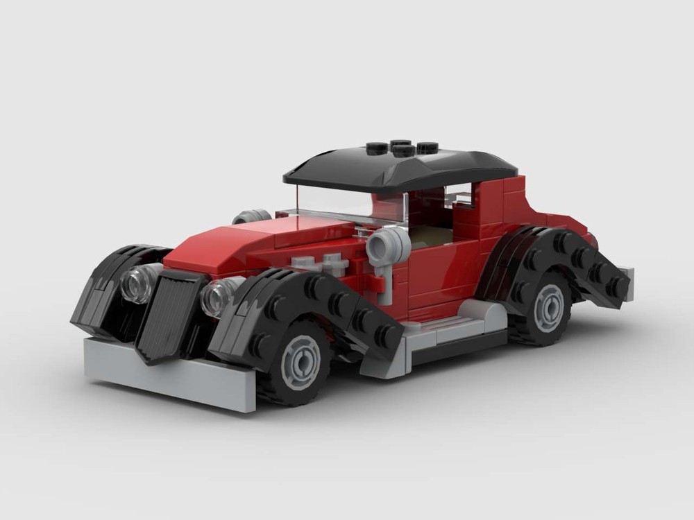 LEGO MOC Red vintage car by DynaMOC Rebrickable Build with LEGO