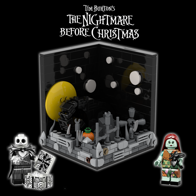 LEGO MOC Nightmare Before Christmas scenic minifigure stand for Jack  Skellington and Sally by bootbricks