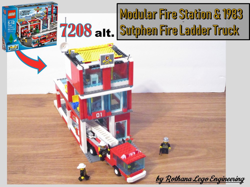 snesevis ozon får LEGO MOC 7208 alt. Modular Fire Station with Sutphen 1983 Fire Ladder Truck  by Nilsson LEGO Engineering | Rebrickable - Build with LEGO