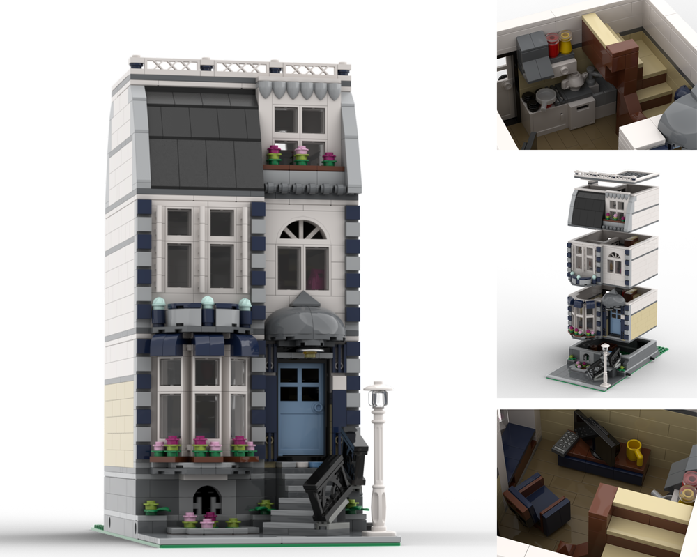 Skifte tøj Universel moronic LEGO MOC Affordable Modular Blue & White Townhouse by MakeorBrick |  Rebrickable - Build with LEGO