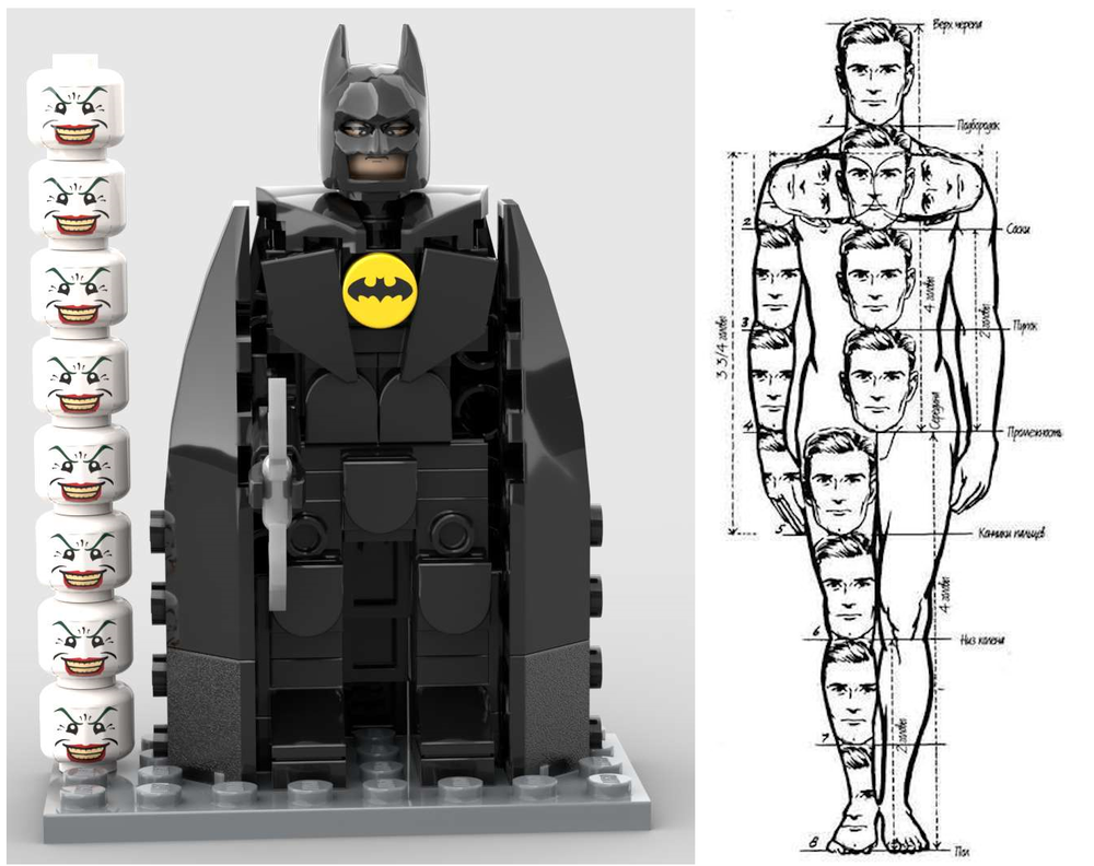 LEGO MOC Batman - 8 heads scale minifigure by kosh_lv