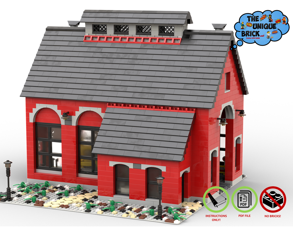 lego train shed moc