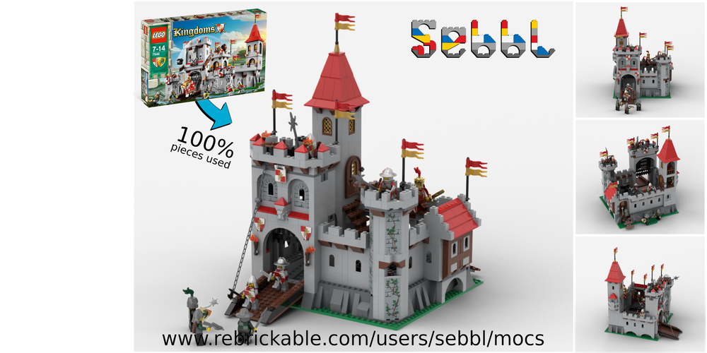 LEGO MOC Lion Knight's Castle from 100% of 7946's by | Rebrickable Build with