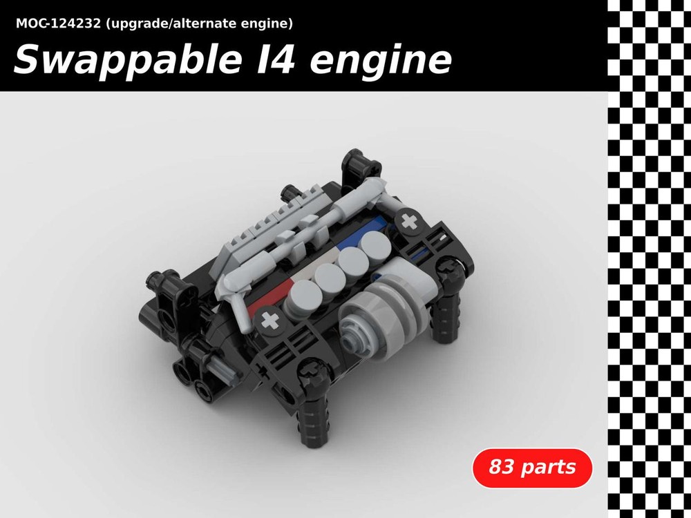 LEGO MOC Swappable turbocharged I4 engine by johnnym Rebrickable