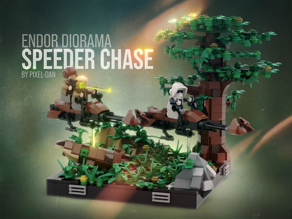 Lego Moc Pixel-Dans Endor Diorama Speeder Chase By Pixel-Dan | Rebrickable  - Build With Lego