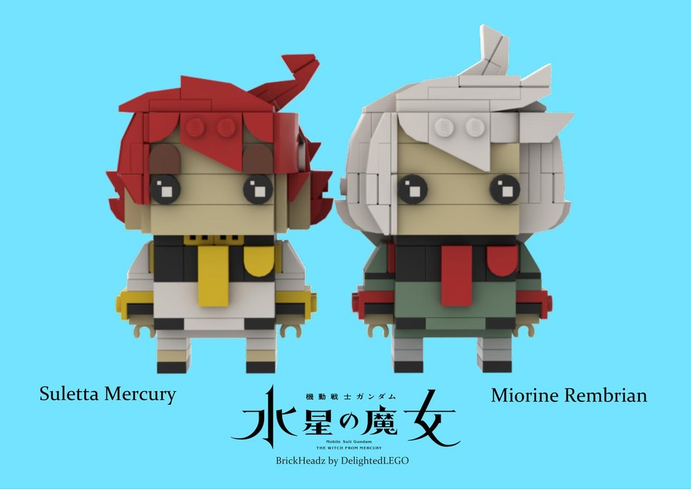 LEGO MOC Suletta and Miorine, Gundam Mercury, BrickHeadz by