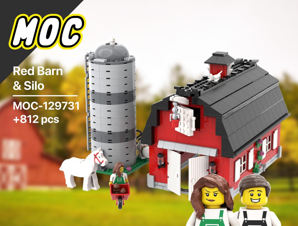 LEGO MOC Red Barn & Silo - Modular Farm House, Farmhouse, Bauernhof, Scheune, Ferme, Granja, 7747, 7635, 7636, 7637, 7684, 60346 by phibli