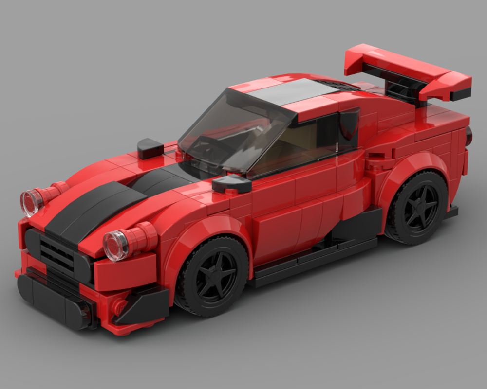 Custom Red Sports Car Model MOC Built and Compatible With Real