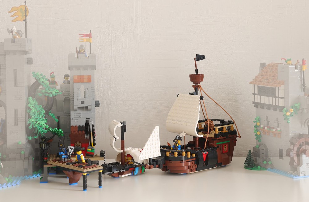 LEGO MOC 31109 - Lion Knights' Castle Extension Port, Ship and Training ...