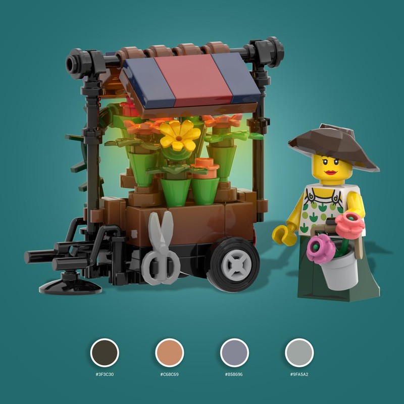 LEGO MOC Flower Cart by brick piso89 Rebrickable Build with LEGO