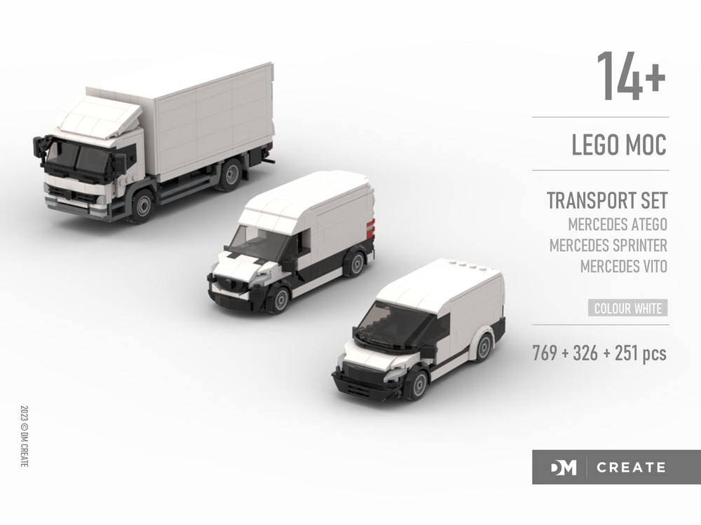 LEGO MOC Transport set - Mercedes-Benz (white) Atego + Sprinter + Vito ...