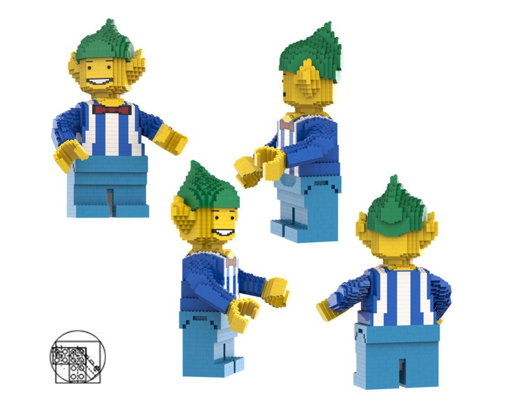 LEGO MOC Maxi Figure Elf, blue shirt with white vertical stripes by ...