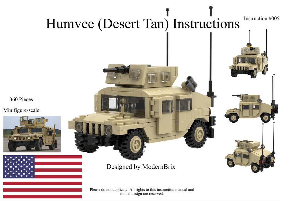 LEGO MOC Humvee Desert Tan Custom Military Building Instructions by  ModernBrix