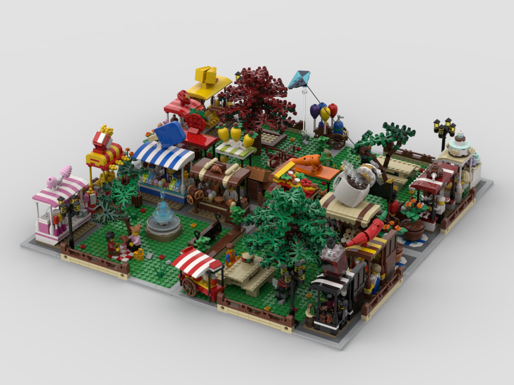 LEGO MOC Modular Market - Display + 16 stands by gabizon Rebrickable - Build LEGO