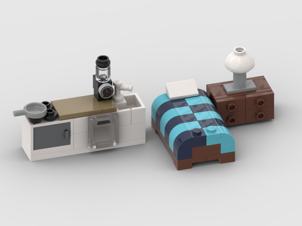 LEGO MOC bed kitchen and night stand by EBbuilds Rebrickable