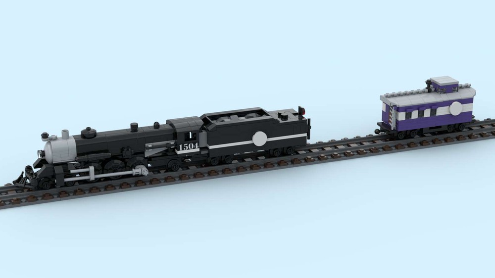LEGO MOC ACL 1504 Steam Locomotive and Caboose in H0 scale for 4 stud wide track by williweb | - Build with