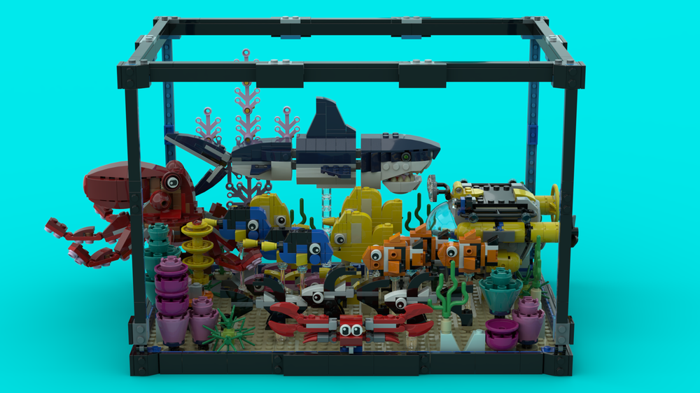 Lego fish tank with real online fish