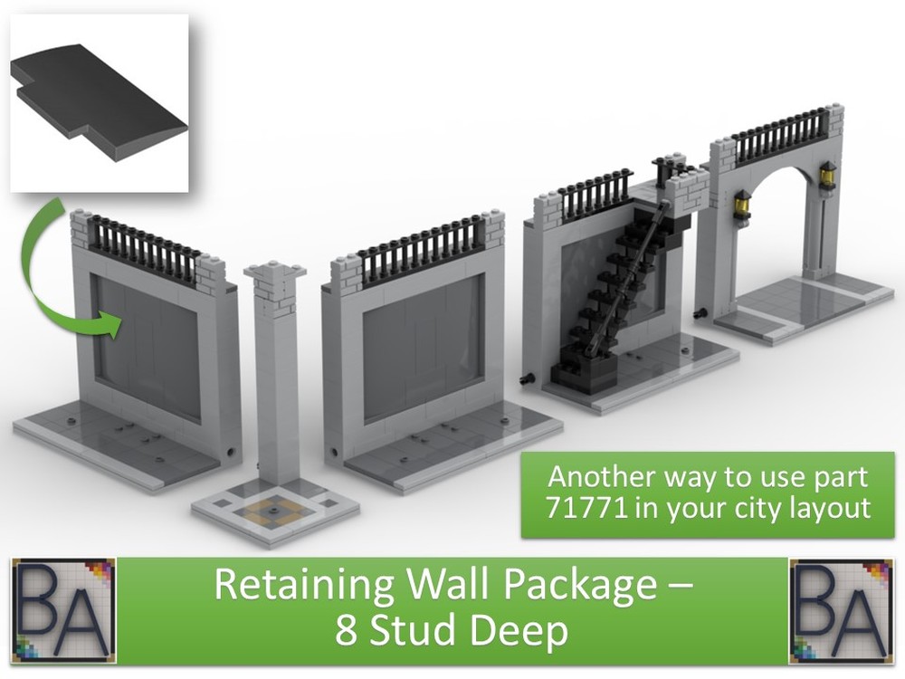 LEGO MOC Retaining Wall Package (8 studs deep) by Brick Artisan