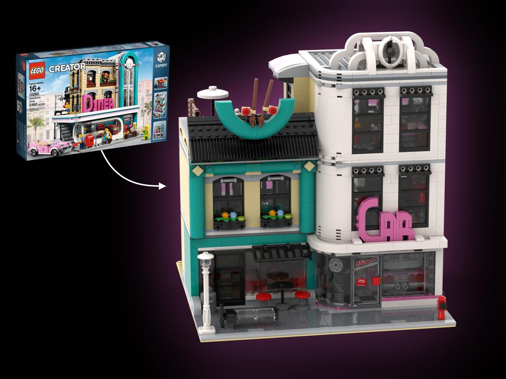 LEGO Asian Bistro Parts Shop - 10260 Downtown Diner Alternative Build by PL MOCs | - Build with LEGO