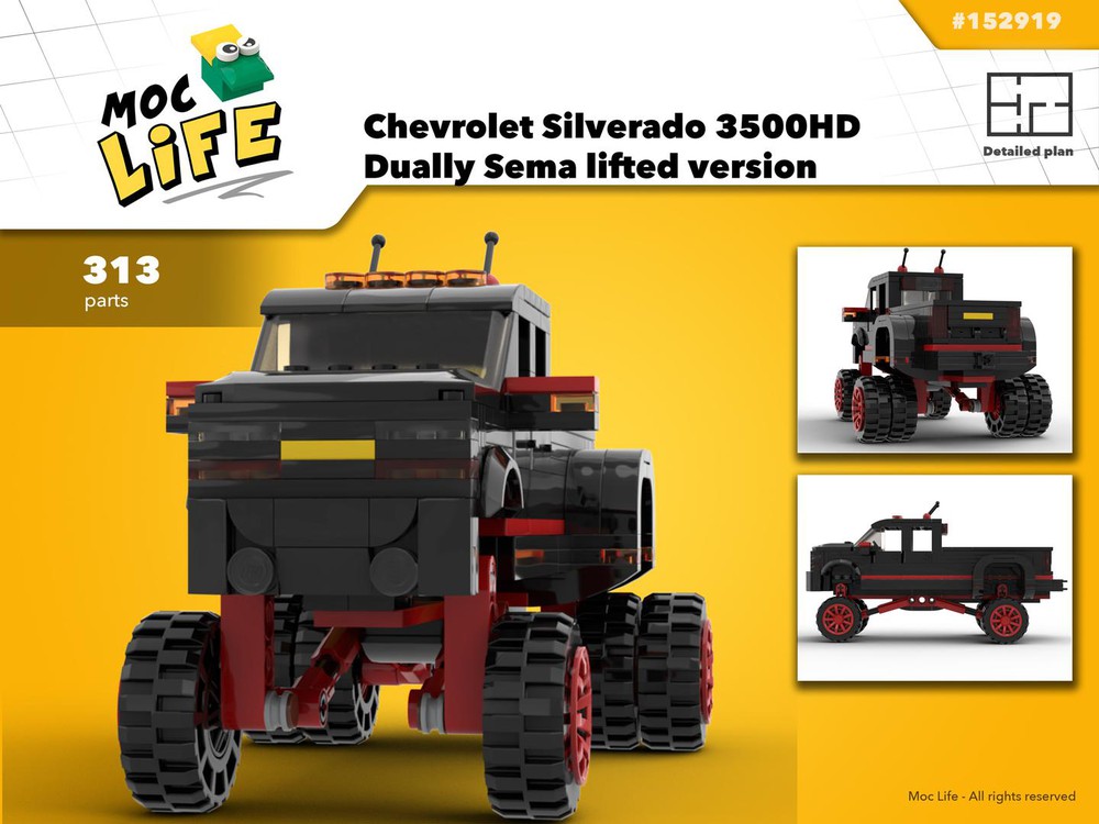 Lego Moc Chevrolet Silverado 3500hd Dually Sema Lifted Version By
