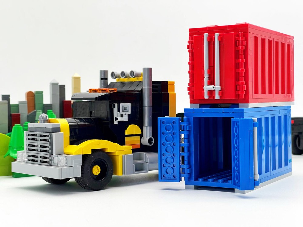 LEGO MOC-152945 Big Pete Truck & Container Chassis Trailer by ...