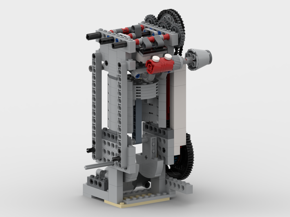 LEGO MOC 4-Stroke 1-Cylinder Engine - DOHC by CreativeChad
