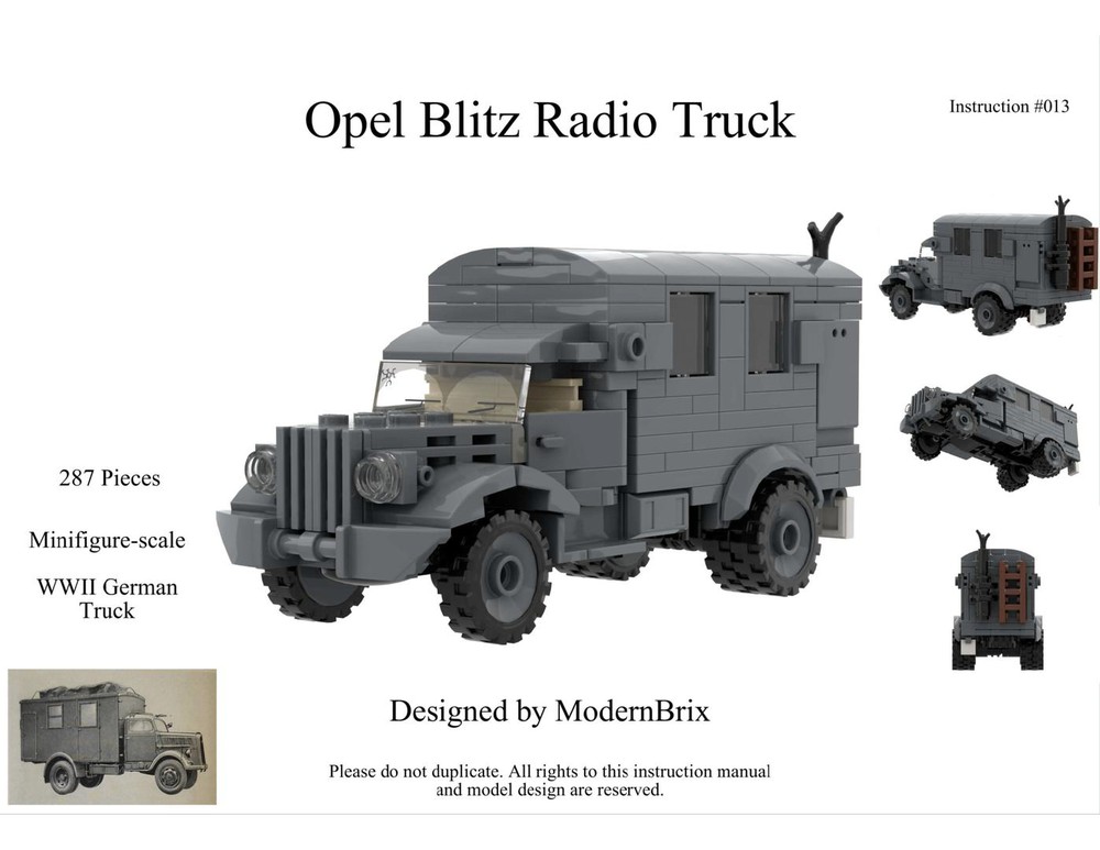 LEGO MOC WWII German Opel Blitz Radio Truck by ModernBrix Rebrickable Build with LEGO