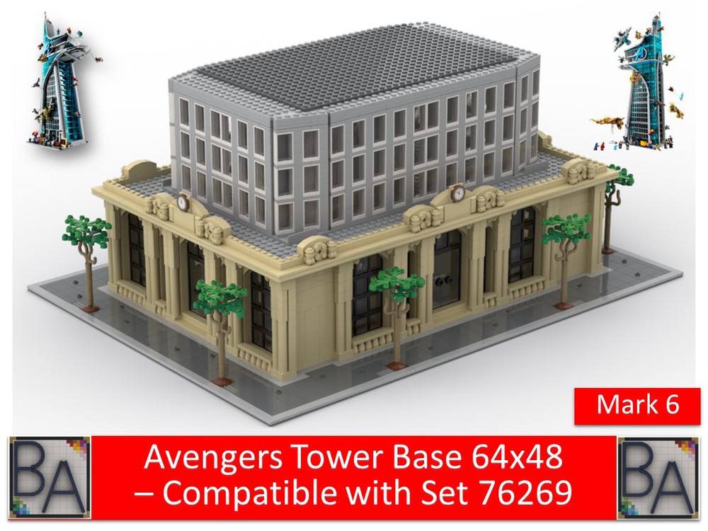 LEGO MOC Avengers Tower Base 64x48 Compatible with Set 76269 Mark 6 by Brick Artisan Rebrickable Build with LEGO