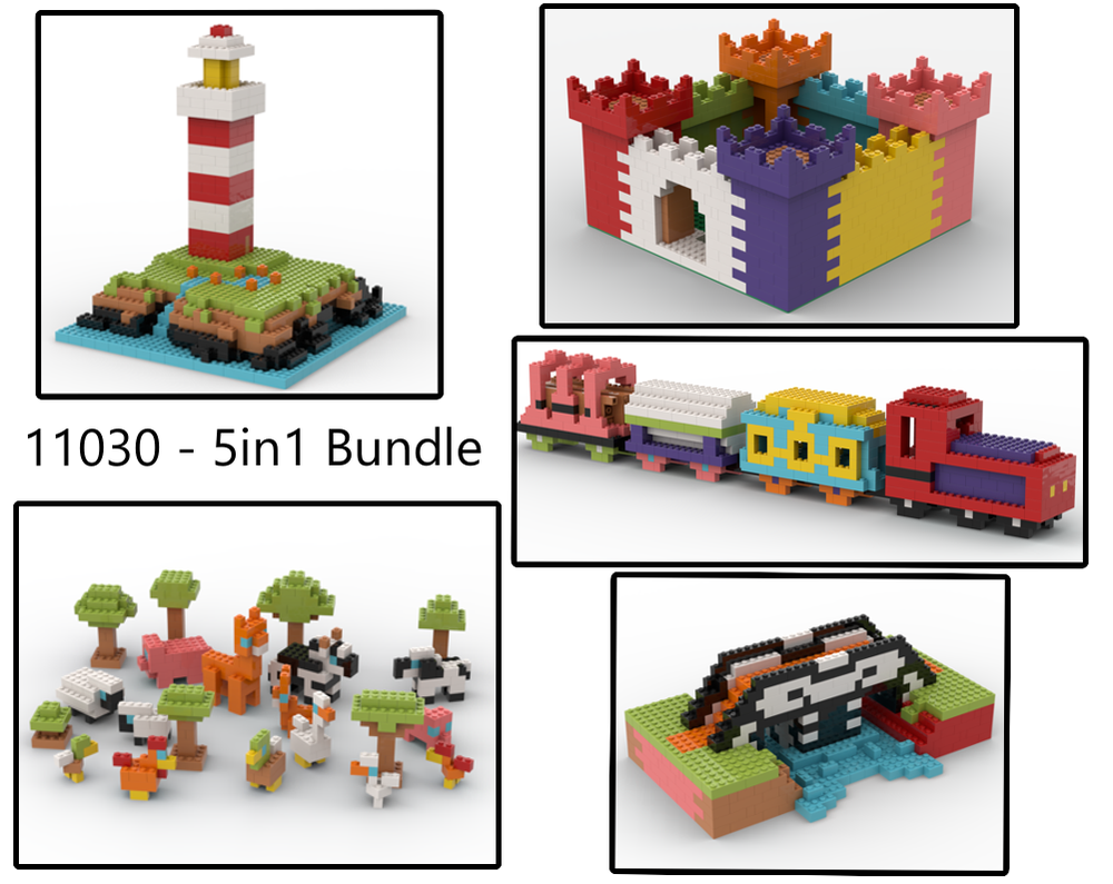 lego-moc-11030-5in1-bundle-castle-train-farm-animals-lighthouse