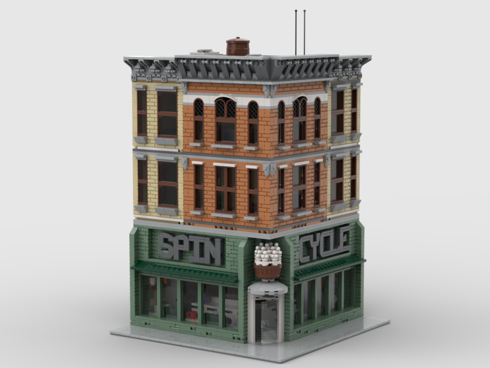 LEGO MOC Corner Laundromat by dmeltx Rebrickable Build with LEGO