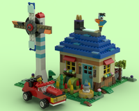 Homestead, Windmill, Red Jalopy — 10717 + a baseplate