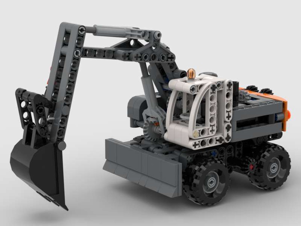 LEGO MOC Wheeled excavator by pedziwiatrfz | Rebrickable - Build with LEGO