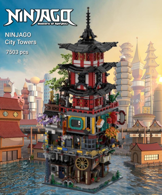 LEGO MOC Ninjago City Towers by BobDaBuildar69 Rebrickable