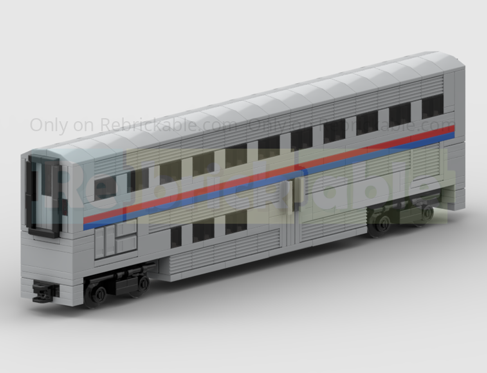 鉄道模型 @Super_RailCargo LEGO MOC 4-Wide Amtrak Superliner Passenger Carriage by Andy