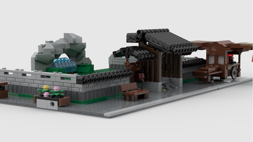 LEGO MOC 10315 Japanese Garden Modular Conversion and Street Food
