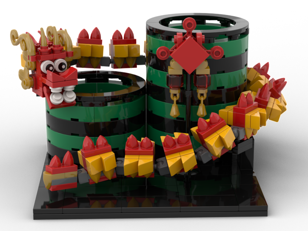 LEGO MOC Pencil Holder Chinese Dragon by 03janedoe