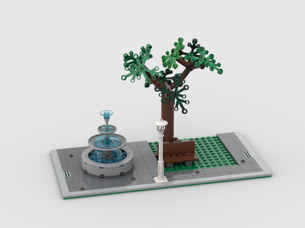 LEGO MOC Modular Street Corner #2 (with fountain) by AndrewG123