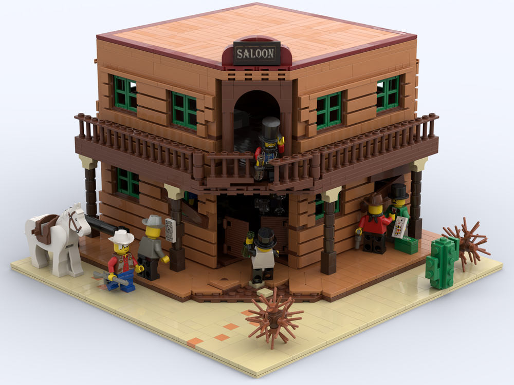 Lego Moc Modular Wild West Saloon And Inn, And A Bunch Of Drunk And 