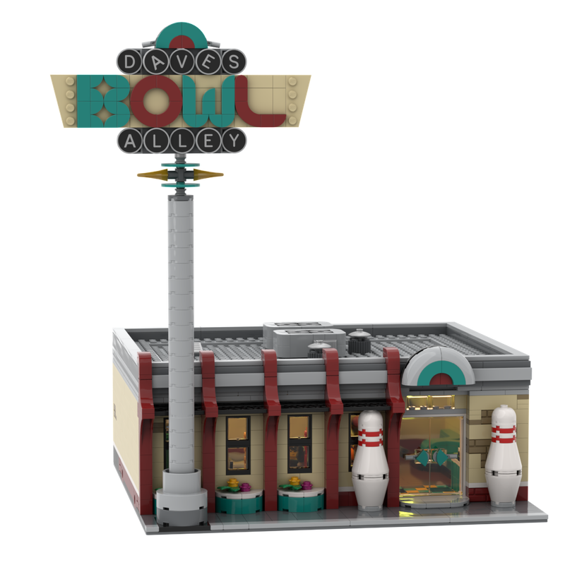 LEGO MOC Retro Bowling Alley 32x32 modular by buildingandrebuilding