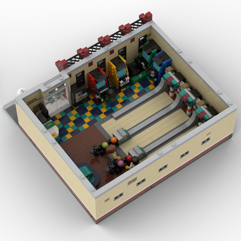 LEGO MOC Retro Bowling Alley 32x32 modular by building and rebuilding Rebrickable Build with LEGO