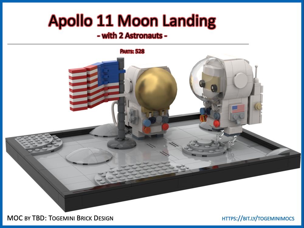 Apollo 11 Moon Landing - with 2 Brickheadz Astronauts