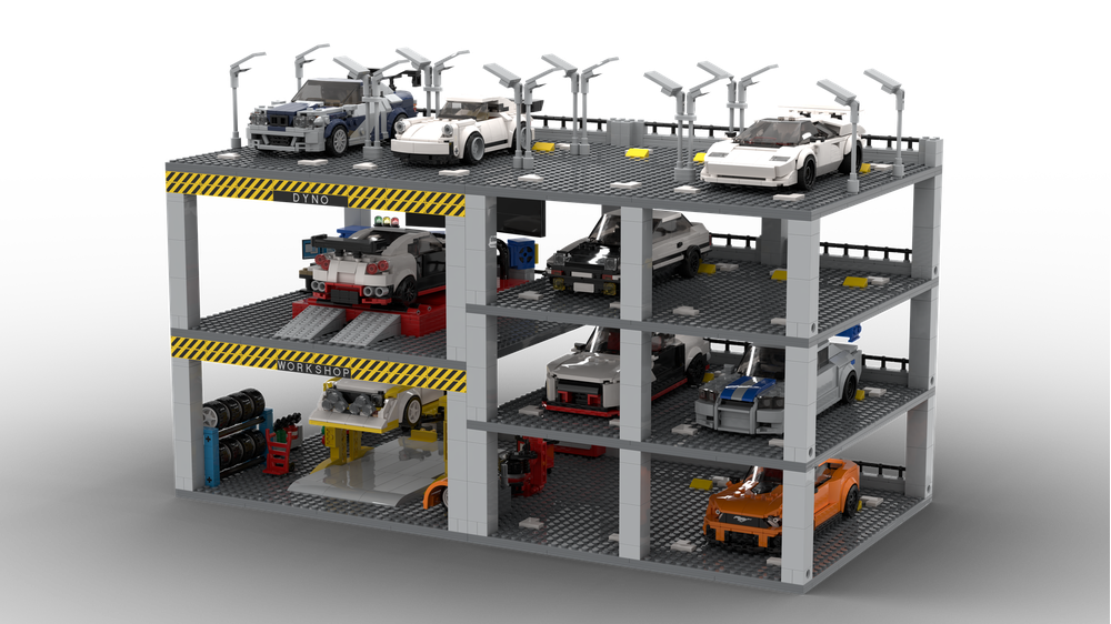 LEGO MOC Speed Champion Garage Car Park Workshop with car lift by sch0rrsch Rebrickable Build with LEGO