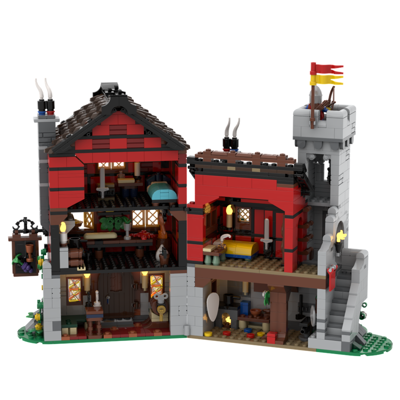 LEGO MOC Guarded Inn - Medieval Town Square 10332 Modification Castle