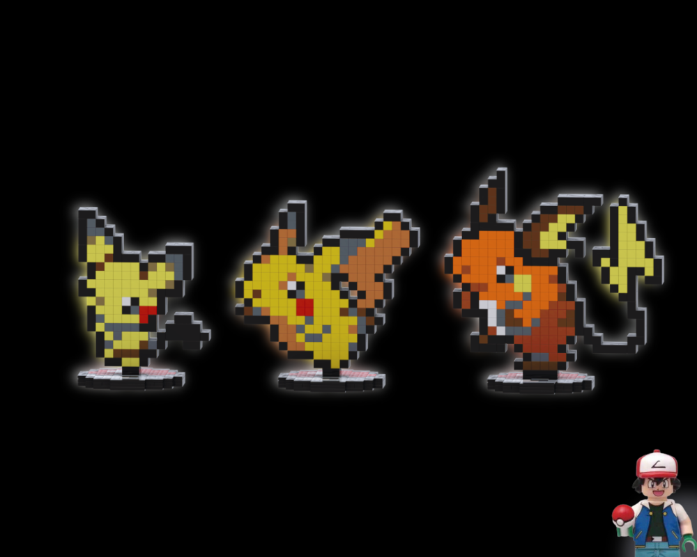 LEGO MOC-179103 Pichu, Pikachu & Raichu - Pixel Art Display by ...